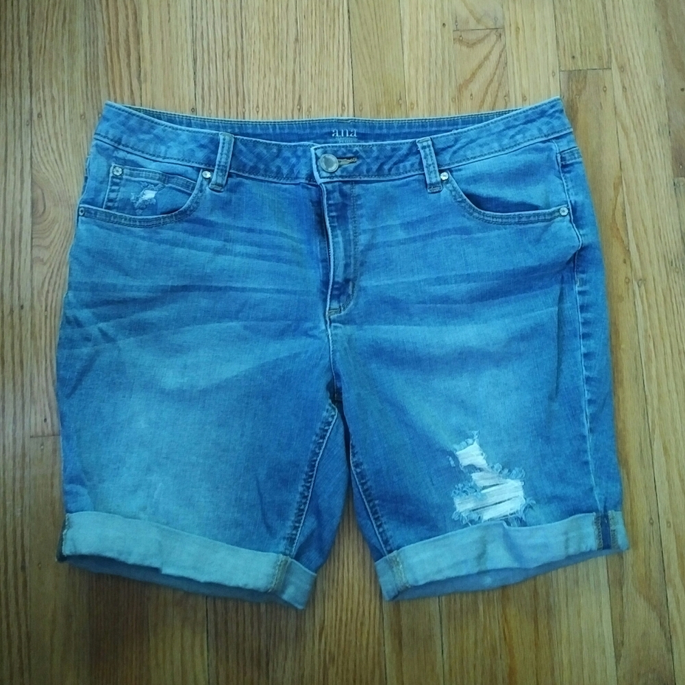 A.n.a. Distressed Denim Shorts Size 14 Petite